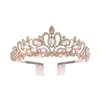 Diadema de Pedrería Transfronteriza Europea y Americana Corona Nupcial Joyería de Boda Tocado Diadema Pastel Cumpleaños Infantil Corona Grande