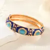 Novo Produto: Pulseira Aberta Estilo Étnico Esmalte Cloisonné Antigo de Pequim, Joia Artesanal com Óleo Gotejado, Acessório Vintage