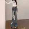 Jeans Boca de Sino Vintage para Mulheres 2026 Nova Coleção Primavera e Outono Cintura Alta Emagrecedor Design de Nicho Calças Bootcut Estilosas