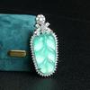 Pendente de Buda Guanyin de Gelo Alto Imperial Verde Birmês Bashan Cui Incrustado Folha de Jade Verde Fivela Ping An Ruyi Penetração de Gelo
