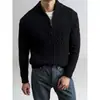 Novo suéter de malha POLO outono e inverno para homens, estilo old money, com zíper parcial, textura de trança, atacado de fábrica transfronteiriço