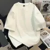 Camiseta Blanca de Algodón Puro Color Sólido Estilo Americano Simple de Verano Manga Corta Ins Ajustada Camiseta Básica Top de Algodón Puro Cuello Redondo