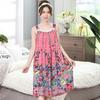 Camisón con Tirantes para Mujer Algodón Seda Verano Delgado Talla Grande Encaje Sexy Falda Midi Floral Algodón Seda Vestido de Pijama Estilo Perezoso