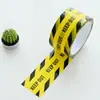 Fita de aviso com logo de marcação de decoração, cor de fundo amarelo, letras pretas, rolo grande, largura 4,8 cm, comprimento 25 metros