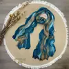 Chal Artístico de Algodón y Lino Estilo Nuevo Otoño 2026, Bufanda Versátil Vintage Delgada de Modal Tie-Dye Bloque de Color