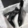 Primer Encuentro Ji Pointed Plataforma Impermeable Elástico Tacón Medio Moda Tacón Grueso Adelgazante Temperamento Botines Cortos Franceses Mujer