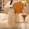 Conjunto de Roupa para Meninas 2026 Verão Novo Top Liso Estiloso para Crianças Maiores, Emagrecedor e Único Vestido Longo Princesa Conjunto de Duas Peças