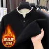 Suéter de hombre de dos piezas falso con forro polar transfronterizo, cuello alto medio, engrosado para abrigar en otoño e invierno, capa base de punto, estilo papá para hombre