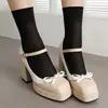 Comercio exterior 202332 hebilla para zapatos wish zapatos de moda para mujer 48 tacones altos nuevo europeo y americano blanco grueso