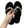 Chanclas de cuña estilo coreano con plataforma gruesa y pedrería para mujer, Novedad Verano 2026, Antideslizantes, que aumentan la altura, Sandalias para vacaciones en la playa