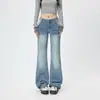 Jeans Flare Baixo Laranja Juvenil # Estilo Americano High Street para Mulheres, Caimento Solto, Emagrecimento, Fluido, Moderno, Versátil, Calça Comprida