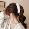 Pinza Giratoria Grande de Plátano Peludo para Mujeres en Otoño e Invierno Pinza Vertical para Cola de Caballo Alta Pinza para el Cabello Pinza Horizontal para Cabello Semiatado en la Parte Posterior de la Cabeza