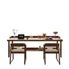 Mesa Longa de Madeira Maciça para Sala de Estar, Quarto, Escritório, Mesa de Estudo para Duas Pessoas, Camada Dupla, Contra a Parede, Mesa de Computador Espessada, Madeira Original