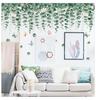 Calcomanías de Pared para Esquina Superior Hojas Verdes Planta Calcomanías para Puerta Calcomanías para Esquina Diagonal Diseño de Pared Decorativo para Sala de Estar Dormitorio