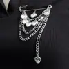 Joyería Transfronteriza Europea y Americana Nuevo Estilo Broche de Cadena de Corazón Broche de Borla Multicapa Estilo Metálico Vintage Pin Personalizado