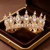 Coroa Redonda Barroca Europeia e Americana Transfronteiriça para Noivas, Festa, Baile, Acessório de Cabeça de Princesa, Coroa de Aniversário, Acessório de Cabelo de Cristal para Mulheres