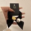 Banda de goma para el cabello con perlas, elegante y sencilla, de alta calidad, con lazo negro para mujer, banda de goma elástica alta para el cabello, banda para el cabello, cuerda para el cabello