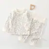 Conjunto de Ropa Interior para Bebé para Primavera y Otoño, Pijama de Manga Larga de Algodón Puro Sin Costuras para Otoño/Invierno para Niñas