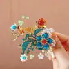 Pasador de Mariposa Esmaltado Azul para Niñas, Nuevo Estilo Chino, Exquisito Pasador Lateral de Alta Gama, Pasador Lateral, Para Recogido a Medio Lado en la Parte Trasera de la Cabeza, Accesorio para el Cabello Qipao