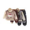 Conjunto lindo de tres piezas de elefante estilo coreano: chal sin mangas, pantalones cropped holgados y un top aparte, perfectos para primavera y otoño