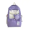 Mochila Estilo Coreano Ins para Estudiantes de Secundaria, Preparatoria, Universidad, para Mujer, Color Sólido, Gran Capacidad, Multibolsillos, Mochila Linda para Niña