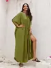 Vestido largo elegante de color liso, rayón, estilo europeo y americano, 9 colores, para vacaciones, bikini, camisa protectora solar, traje de baño para mujer S918