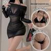 Dormila Lingerie Sexy Malha Sexy Transparente Ombro a Ombro Cobrindo o Quadril Camisola Quente Uniforme de Boate Conjunto Atacado