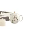 Taza de Agua de Cerámica Pintada a Mano con Tapa, Taza de Té para Oficina con Tapa, Taza Clásica para Oficina, Taza de Té, Taza de Té para Sala de Conferencias