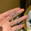 Brincos de Zircônia Borboleta Temperamento Toque de Luxo Brincos Longos com Franjas Exquisitos Cheios de Strass Modernos Estilo de Férias Brincos Atacado