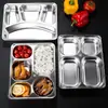 Caja de Almuerzo de Acero Inoxidable 304 de 5 Compartimentos Personalizada para Comercio Exterior Transfronterizo, para Oficinistas y Estudiantes, Caja de Almuerzo de Cafetería, Charola para Comida Rápida