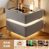 Mesita de Noche Inteligente Moderna Minimalista de Madera Maciza con Luz Luz de Dormitorio Lujo Ligero Multifuncional Carga Inalámbrica Bluetooth Mesita de Noche Inteligente
