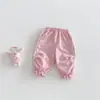[Sin Devoluciones ni Cambios] Pantalones Deportivos con Adorno de Encaje para Niñas 2026 Nuevo Primavera Elegante Moño Casual Color Sólido Pantalones para Bebés