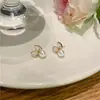 Nuevos pendientes de botón con lazo y perla 2023 para mujer, aguja de plata 925, diseño de nicho, circonita, pendientes de moda de alta calidad