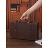 Maleta Vieja de Cuero Estilo Británico Maleta de Mano Estilo Europeo Maleta de Viaje Caja de Almacenamiento Maleta de Equipaje Maleta de Mano Accesorio Decorativo