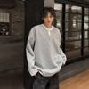 Camiseta falsa de dos piezas con cuello en V y manga larga para hombre, camisa americana de base pesada gris de otoño, suéter de nicho con diseño de primavera y otoño