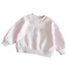 Moletom estiloso com acabamento em renda para bebês meninas, nova coleção de outono, estampa floral doce, top estilo princesa