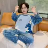 Pijama de otoño e invierno para niños, forrado de forro polar y engrosado, forro polar de coral, franela para bebés niñas, conjunto de ropa de estar a juego para niños y padres e hijos