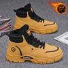 Botas de Veludo de Cano Alto para Homens, Estilo Britânico Retro Versátil Sapatos de Trabalho, Sapatos de Algodão Quentes com Sola Grossa Espessada, Botas Curtas