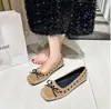 Zapatos de Ballet Planos de Punta Cuadrada con Lazo Estilo Coreano para Mujer 2026 Nueva Moda Remache Versátiles para el Trabajo