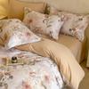 Conjunto de Roupa de Cama de Algodão Puro Escovado Fresco e Simples Quatro Peças Novo Estilo 2025 Lençol, Lençol com Elástico, Capa de Edredom Conjunto de Roupa de Cama de Três Peças