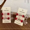 Pinza para el pelo coreana Ins nueva, redonda, con cuentas rojas y pedrería, flor transparente, dulce y a la moda, pinza para flequillo, pinza lateral, accesorios para el cabello