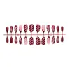 Unhas Usáveis de Natal Listradas Vermelhas Francesas Brilhantes Unhas Postiças Manicure de Alta Qualidade Unhas Usáveis Atacado Unha