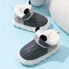 Zapatos de Algodón para Niños Niños, Otoño/Invierno, Pantuflas de Algodón que Cubren el Talón, Superficie de Cuero, Impermeables, Engrosados, Forro de Felpa, Cálidos, En Stock, Dropshipping