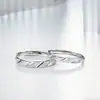 Dropshipping Anéis de Casal Delicados em Prata Esterlina S999 Anel Aberto Ajustável Versátil de Nicho High-End para Mulheres Joias de Mão de Luxo Leve