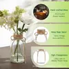 Jarrón Pequeño de Cuerda de Cáñamo Hecho a Mano Igual que el de Amazon, Jarrón de Vidrio para Flores Retro, Jarrón Pequeño Transparente Decoración de Escritorio