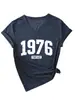 1976 Vintage Amazon Ebay Sitio Independiente Casual Cómodo Versátil Camiseta de Manga Corta con Cuello en V para Mujer Camiseta Base