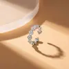 Anillo de Trébol de Cuatro Hojas con Microincrustaciones Completas de Diamantes, Exquisito, Superventas Transfronterizo, Estilo de Nicho de Alta Gama, Joyería Ajustable de Lujo Ligero para Mujeres
