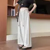 Pantalones Banana de Color Sólido con Cordón de Estilo Coreano Versátiles y Perezosos para Mujer Verano 2025 de Cintura Alta Casual Sueltos de Pierna Ancha