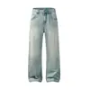 Jeans rectos de corte holgado estilo retro americano 2026 para hombre, nueva colección otoño/invierno, estilo high-street, acabado lavado, versátiles y con un diseño de pierna ancha y fluido