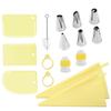 Set de decoración de crema para hornear juego de 16 piezas tenedor de acero inoxidable boca de decoración bolsa de decoración de TPU herramientas para hornear DIY